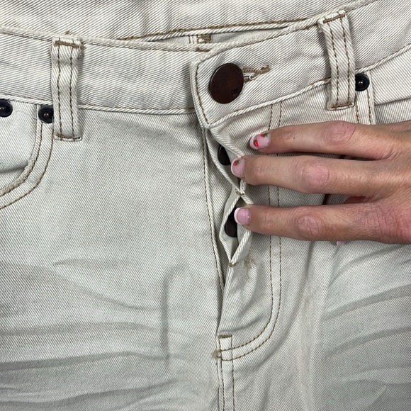 New One Teaspoon Mr Blues Knee Slit Button Fly Jeans Cream Mens Sz 32 - Picture 3 of 10